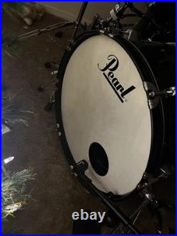 Vintage Black Pearl Export series 7 piece Studio Drum Set double bass