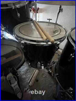 Vintage Black Pearl Export series 7 piece Studio Drum Set double bass