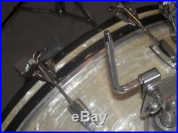 Vintage Early 60's Ludwig Drum Set Kit and Cases Marine White Pearl Great Cond