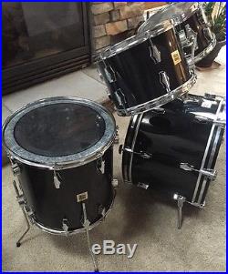 Vintage Fibes Black Acrylic Drum Set 22/16/13/12 Drum Kit CLEAN CF Martin Co