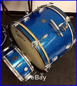 Vintage Gretsch Drum Set Blue Glass Glitter Made in USA