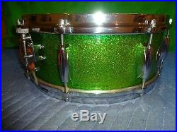 Vintage Gretsch Drum Set Snare Drum Name Band Green Sparkle Pearl