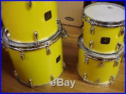 Vintage Gretsch Drum Set Square Badge Tony Williams Yellow 22, 10, 12, 13, 15