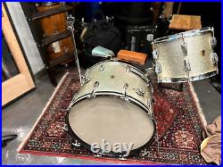 Vintage Ludwig 1959 Transition Badge 22 Bass Drum 13 Tom Silver Sparkle Set