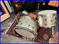 Vintage Ludwig 1959 Transition Badge 22 Bass Drum 13 Tom Silver Sparkle Set