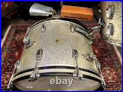 Vintage Ludwig 1959 Transition Badge 22 Bass Drum 13 Tom Silver Sparkle Set