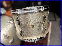 Vintage Ludwig 1959 Transition Badge 22 Bass Drum 13 Tom Silver Sparkle Set