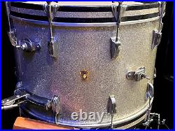 Vintage Ludwig 1959 Transition Badge 22 Bass Drum 13 Tom Silver Sparkle Set