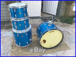 Vintage Ludwig 1967 Hollywood 4pc Drum Set Blue Sparkle