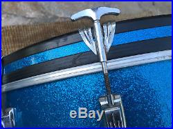 Vintage Ludwig 1967 Hollywood 4pc Drum Set Blue Sparkle