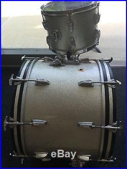 Vintage Ludwig 1968 Drumset Silver Sparkle Bass Drum and Tom only