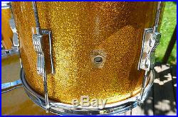 Vintage Ludwig 20/12/14 Drum Set Gold Sparkle Extremely Good Condition
