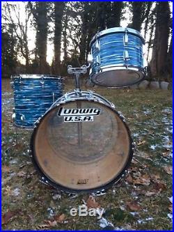 Vintage Ludwig 3ply Superclassic 13/16/22 3pc drum set bowling ball blue oyster
