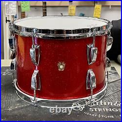 Vintage Ludwig 5-Pc Drumset, Red Sparkle, 1960s