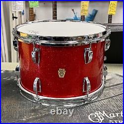 Vintage Ludwig 5-Pc Drumset, Red Sparkle, 1960s