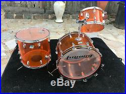 Vintage Ludwig Amber Vistalite Drum Set Kit 3pc