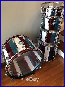 Vintage Ludwig B&o Red/white And Blue Vertical Vistalite Drum Set