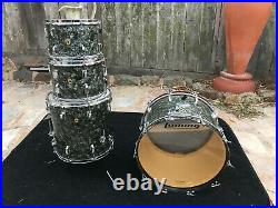 Vintage Ludwig Black Diamond Pearl 4pc Drum Set kit 1966