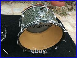 Vintage Ludwig Black Diamond Pearl 4pc Drum Set kit 1966