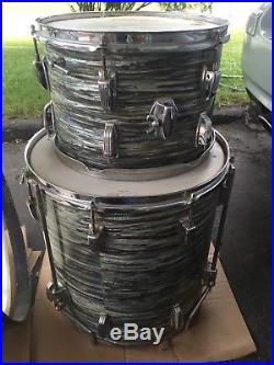 Vintage Ludwig Blue Oyster Pearl 60's Drum Set COMPLETE HARDWARE