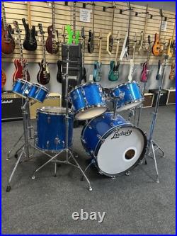 Vintage Ludwig Blue Sparkle 1970s Drum Set 22/16/13/12/8/6 with Atlas Stands #2555 Vintage Ludwig Blue Sparkle 1970s Drum Set 22/16/13/12/8/6 with Atlas Stands #2555