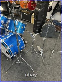 Vintage Ludwig Blue Sparkle 1970s Drum Set 22/16/13/12/8/6 with Atlas Stands #2555 Vintage Ludwig Blue Sparkle 1970s Drum Set 22/16/13/12/8/6 with Atlas Stands #2555