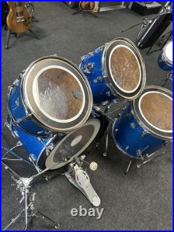 Vintage Ludwig Blue Sparkle 1970s Drum Set 22/16/13/12/8/6 with Atlas Stands #2555