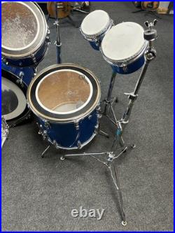 Vintage Ludwig Blue Sparkle 1970s Drum Set 22/16/13/12/8/6 with Atlas Stands #2555