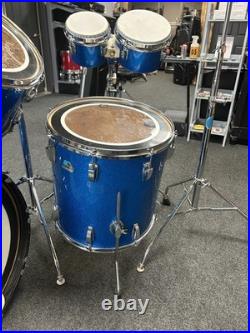 Vintage Ludwig Blue Sparkle 1970s Drum Set 22/16/13/12/8/6 with Atlas Stands #2555