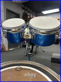 Vintage Ludwig Blue Sparkle 1970s Drum Set 22/16/13/12/8/6 with Atlas Stands #2555