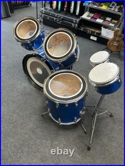 Vintage Ludwig Blue Sparkle 1970s Drum Set 22/16/13/12/8/6 with Atlas Stands #2555