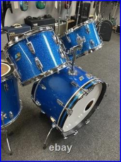 Vintage Ludwig Blue Sparkle 1970s Drum Set 22/16/13/12/8/6 with Atlas Stands #2555