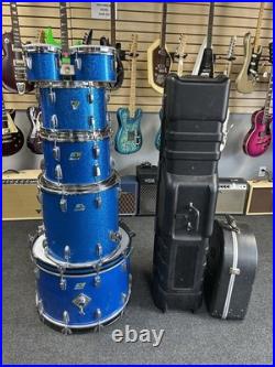 Vintage Ludwig Blue Sparkle 1970s Drum Set 22/16/13/12/8/6 with Atlas Stands #2555