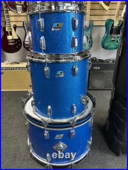 Vintage Ludwig Blue Sparkle 1970s Drum Set 22/16/13/12/8/6 with Atlas Stands #2555