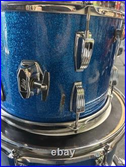 Vintage Ludwig Blue Sparkle 1970s Drum Set 22/16/13/12/8/6 with Atlas Stands #2555