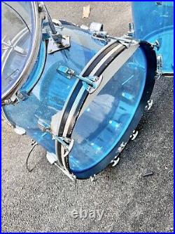 Vintage Ludwig Blue Vistalite Drumset B/O Badge