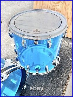 Vintage Ludwig Blue Vistalite Drumset B/O Badge