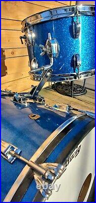 Vintage Ludwig Classic Drum Set Blue Sparkle Keystone