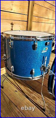 Vintage Ludwig Classic Drum Set Blue Sparkle Keystone