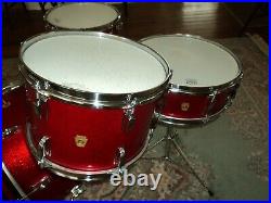 Vintage Ludwig Downbeat Drum Set-1968-Red Sparkle-Time Capsule