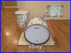 Vintage Ludwig Downbeat Drums 20, 12, 14 Keystone 1960s, White Marine Pearl