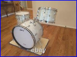 Vintage Ludwig Downbeat Drums 20, 12, 14 Keystone 1960s, White Marine Pearl