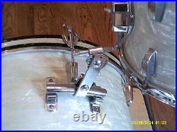 Vintage Ludwig Downbeat Drums 20, 12, 14 Keystone 1960s, White Marine Pearl