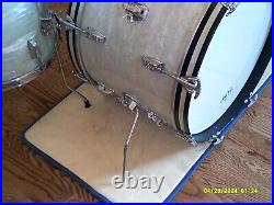 Vintage Ludwig Downbeat Drums 20, 12, 14 Keystone 1960s, White Marine Pearl