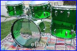 Vintage Ludwig Green Vistalite Drum Set 4 Piece Shell Pack b/o 1978 Wow