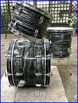 Vintage Ludwig Oyster Black Hollywood 22-16-13-12 Drum Kit Set June 1967 Ringo