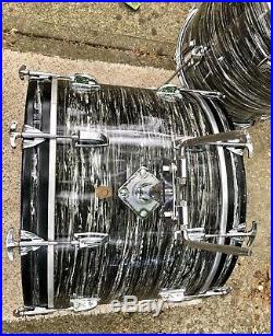 Vintage Ludwig Oyster Black Hollywood 22-16-13-12 Drum Kit Set June 1967 Ringo