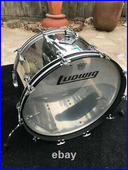 Vintage Ludwig Stainless Steel 4 Piece Drum Set kit! 24,12,13,18