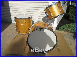 Vintage Ludwig Super Classic 13 16 22 Drum Set Gold Sparkle Keystone 1960's