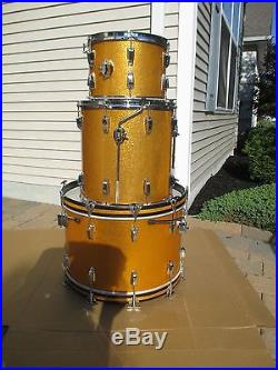 Vintage Ludwig Super Classic 13 16 22 Drum Set Gold Sparkle Keystone 1960's